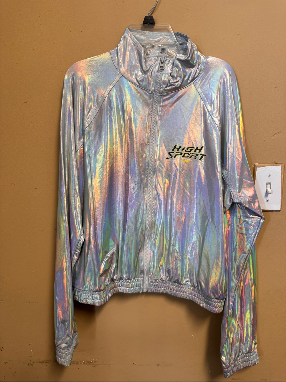 Forever 21 Iridescent Silver Holographic Bomber Jacket